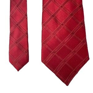 Donald J. Trump Signature Collection Mens Red Plaid Silk Necktie‎ Business  60"
